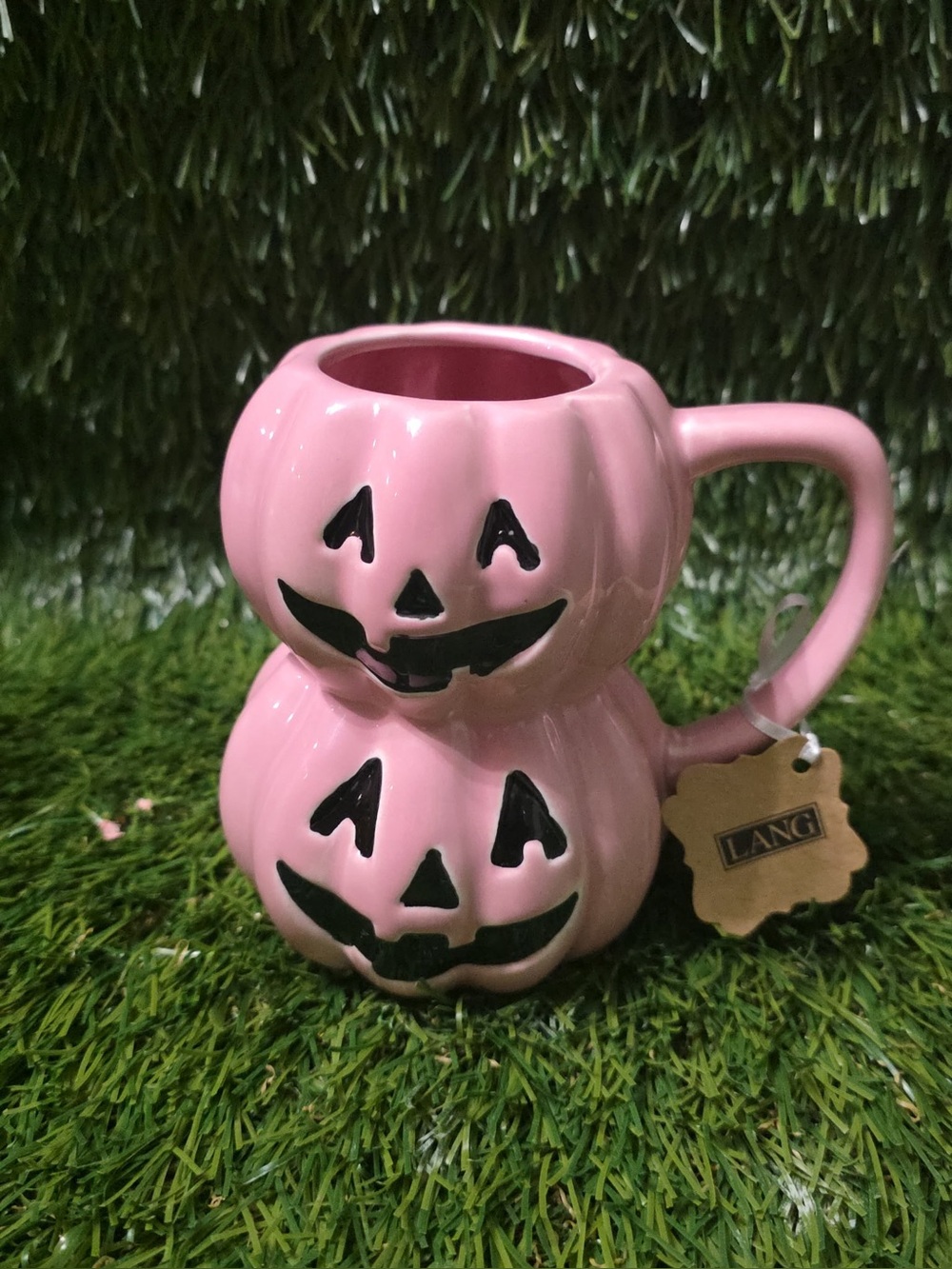 Pink Double Pumpkin Ceramic Mug - Halloween Decor